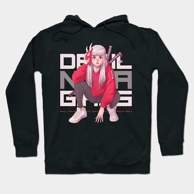 Anime Girl Fighter Manga Devil Ninja Girls Hoodie by auviba-design